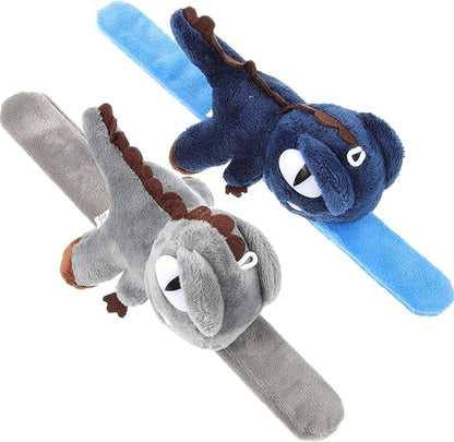 Abaodam 2pcs Animal Slap Bracelet Dinosaur Slap Bracelet Plush Stuffed Animal Hugger Snap Wrist Band for Kids Birthday Party