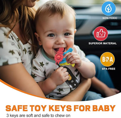 Baby Toy Car Keys - Baby Keys Toy Pretend Play with Sounds & Lights Interactive Musical Sensory Learning Toys Gifts for 1 Year Old Boys Girls Infant Toddlers Kid Age 6+ Months