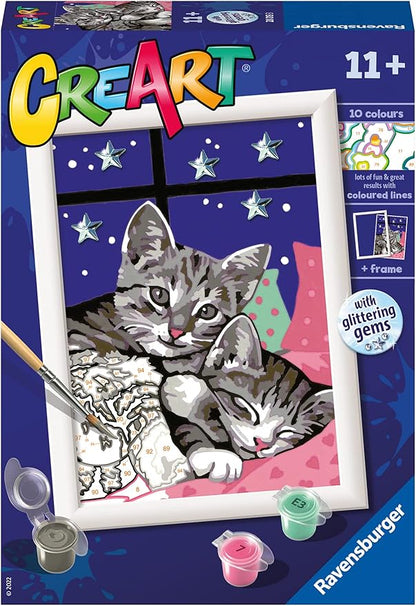 Ravensburger Sleepy Kitties Paint by Numbers Kit for Kids - 20213 - Painting Arts and Crafts for Ages 11 and Up