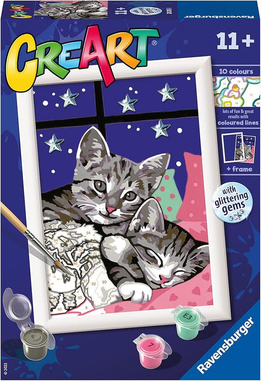 Ravensburger Sleepy Kitties Paint by Numbers Kit for Kids - 20213 - Painting Arts and Crafts for Ages 11 and Up