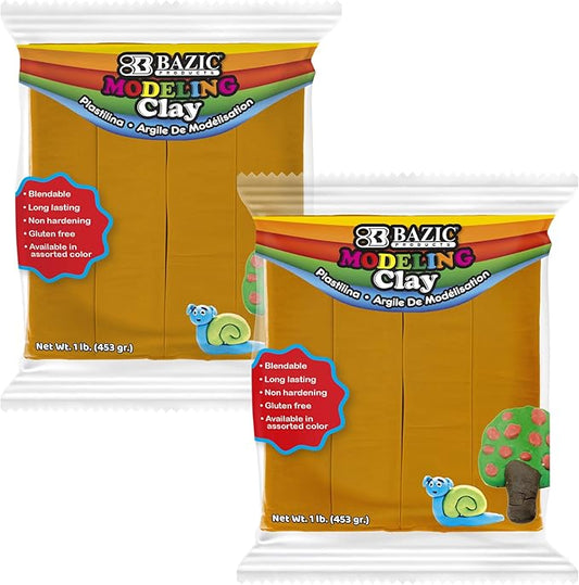 BAZIC Modeling Clay Orange Color 1 LB, Light Dough Art Craft, Non Toxic Gift for Artist Kids Toddler Boys Girls, Bulk for Classroom, 2-Pack