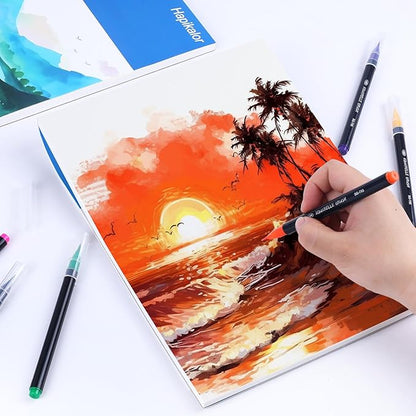 Hapikalor School Supplies for Teens, 4-Pack 9"x12" Watercolor Paper Pad, 140lb/300gsm, Premium Water Color Pad for Paint, Watercolor Pencils, Watercolor Pens, Charcoal, Oil Pastels and Acrylic, Blue