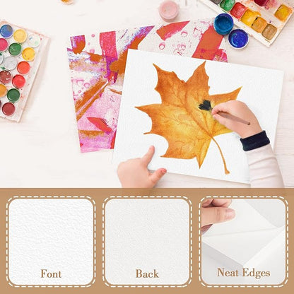 150PCS 5x7 Watercolor Paper Bulk, 140lb/300g Cold Press Thick Water Color Paper Pad for Child Adult, White Art Paper for Drawing Painting Markers Gouache, Textured Cotton Paper Sheets