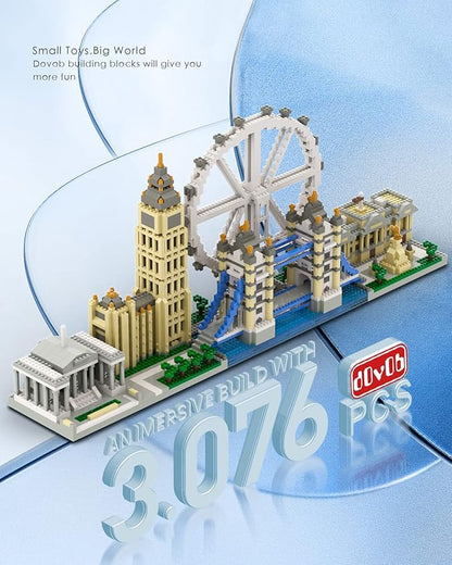 dOvOb Architecture London Skyline Collection Micro Mini Blocks Set Model Kit and Gift for Kids and Adults (3076 Pieces)