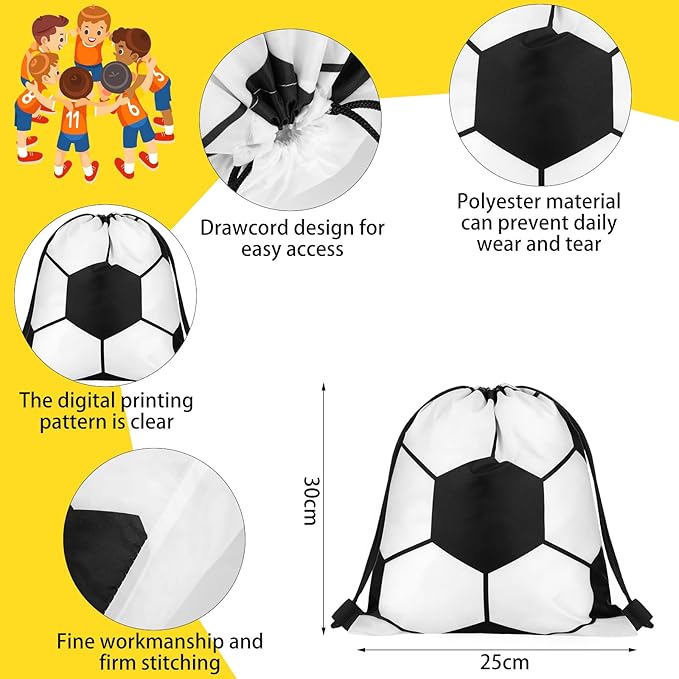 34 Pieces Soccer Party Favors 10 Soccer Drawstring Bags Sports Gym 12 Soccer Bracelet Wristband Silicone Rubber Bracelet 12 Soccer Keychains Soccer Team Gift for Men Women Sport