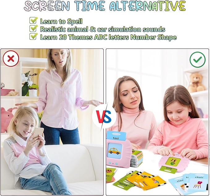 FREE TO FLY Learning Toys Flash Cards for Toddlers 2-4: 384 Sight Words Kindergarten Alphabet ABC Learning Card Machine Tater Tots Pocket Vocab Learning Gift for 2 3 4 5 6 Year Old Girls Boys