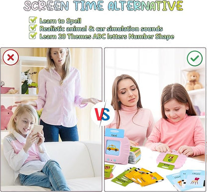 FREE TO FLY Learning Toys Flash Cards for Toddlers 2-4: 384 Sight Words Kindergarten Alphabet ABC Learning Card Machine Tater Tots Pocket Vocab Learning Gift for 2 3 4 5 6 Year Old Girls Boys