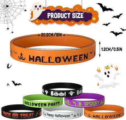 NEBURORA 24 Pcs Halloween Rubber Bracelets Silicone Wristbands Halloween Party Favors Trick or Treat Gifts Goodie Bag Stuffers