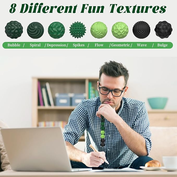 Silicone Magnetic Balls, Fidget Toys for Adults & Teens, 8PCS Stress Balls Sensory Toy, Quiet Magnet Desk Fidgets with Textured, ADHD Anxiety Relief Items, Fun Stocking Suffers Gifts