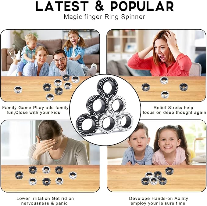 3Pcs Magnetic Rings Fidget Toys for Teens, Adults&Kids|Fidget Pack Under 10 Dollars|ADHD Fidget Toy Pack for Anxiety Relief,Coolest Gifts for Teen Boys,Birthday Gifts for 8 9 10 11+ Year Old Boy&Girl