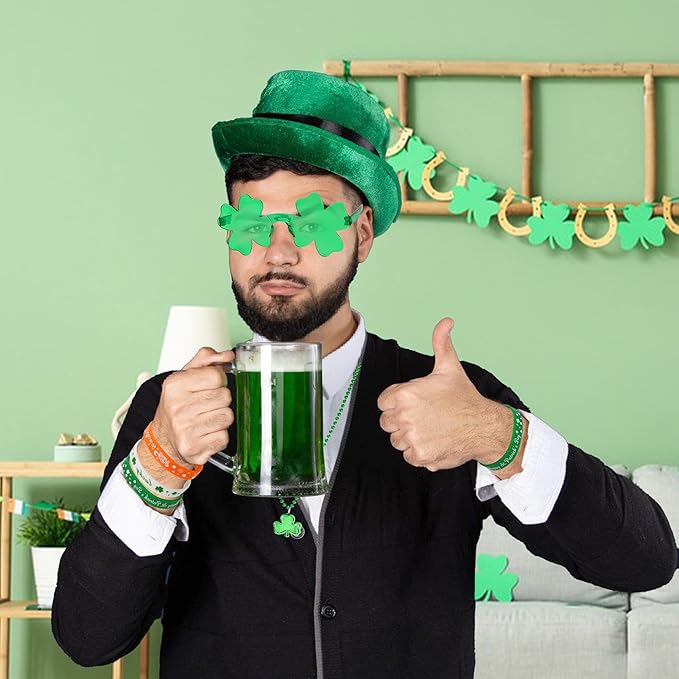 St. Patrick's Day Accessories Green Shamrock Glasses Necklaces Bracelets Temporary Tattoo Stickers Mustaches