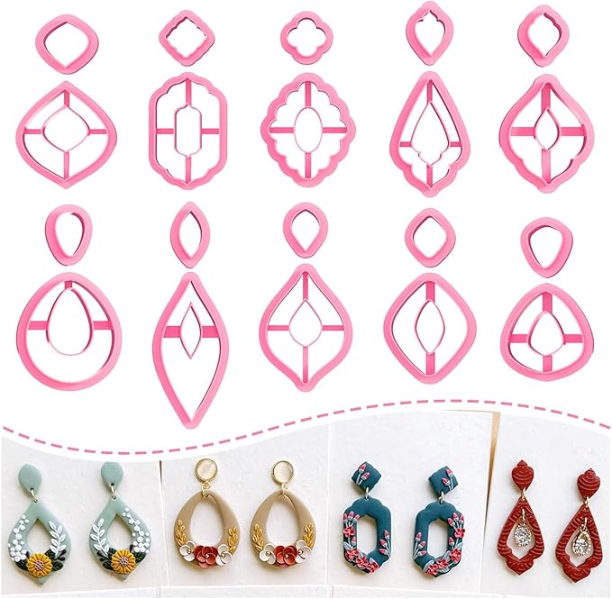 Keoker Polymer Clay Cutters Set 20 Boho Shape Clay Cutters for Polymer Clay Jewelry Making