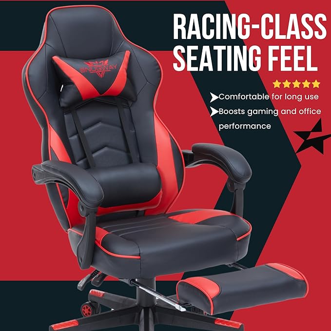 Gaming Chair High Back Ergonomic Racing Computer Desk with Comfortable Lumbar Support and Headrest Girl Gamer Height Adjustable