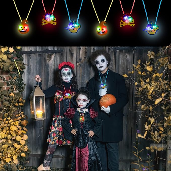 KIMOBER 62PCS Halloween Party Favors for Kids,Glow Rings Necklaces Bracelets,Light Up Halloween Toys Glow in the Dark Party Supplies for Halloween Candy Bag Fillers Decorations