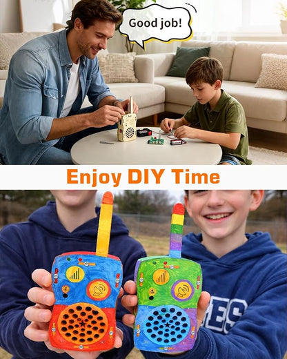 STEM Science Kits Toys DIY Walkie Talkie Kit for Kids Age 8-14, Science Project Electronics Kit Educational Building Toy Gifts for Boys Girls Kids Teen Ages 8-10 10-12