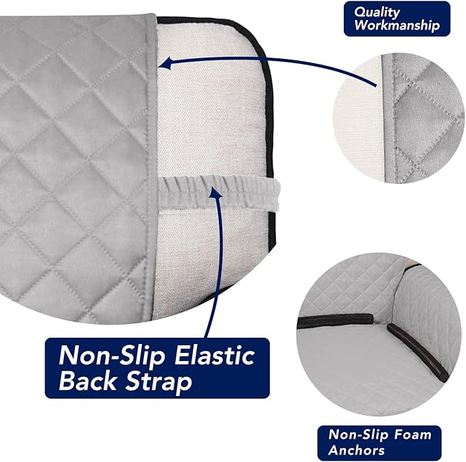 PureFit Reversible Quilted Sofa Cover, Water Resistant Slipcover Furniture Protector, Washable Couch Cover with Non Slip and Elastic Straps for Kids, Pets (Oversized Sofa, Light Gray/Light Gray)