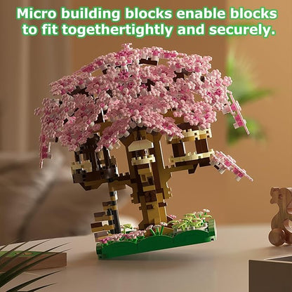 Beego 2 Bonsai Tree Cherry Blossom Building Toy Not Compatible with Lego, Japanese Sakura Pink&Purple Flower House Building Micro Bricks, Tree House Botanical Collection for Adults, Teen (2201 PCS)