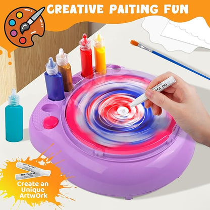 Hewaurorion Paint Spin Art Machine Kit for Kids, Arts & Crafts Painting Spinner Toys Kits Sets for Boys & Girls Ages 6 7 8 9 Year Old Purple