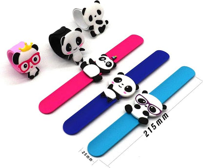 Panda Slap Bracelets for Kids Party Favors-Panda Theme Birthday Decorations(6pack) for Boys&Girls Panda Theme Party Supplies Carnival Prizes Classroom Exchanging Gifts