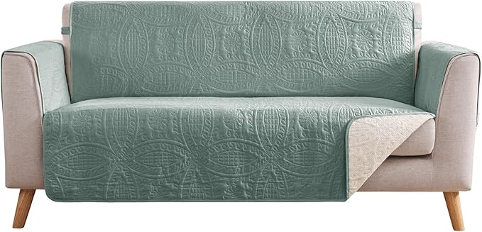 Sage Green Loveseat Covers for 2 Cushion Couch, Water Repellent Slip Covers for Loveseat, Washable Love Seat Quilted Couch Covers, Pet Friendly Loveseat Slipcovers (Loveseat 48", Sage Green)