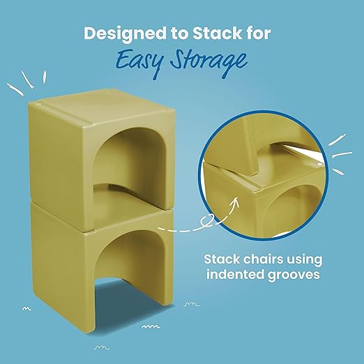 ECR4Kids Tri-Me 3-In-1 Cube Chair, Kids Furniture, Fern Green