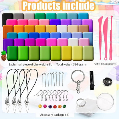 Adult Magic Foam DIY Molding Clay,Air Dry Clay Set 48 Colors Ultra Light Modeling Clay with 3 Tools 150 Accessories and 5 Display Balls Soft Non Sticky Safe DIY Craft for Sculpting Arts and GIF