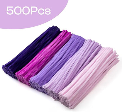 Caydo 500 Pieces Purple Pipe Cleaners, Chenille Stems, Pipe Cleaner Crafts for DIY Art and Craft Projects Creative Gift Party Decorations
