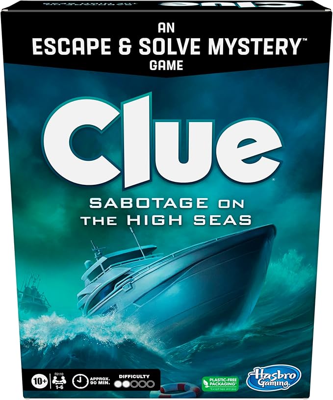 Clue Board Game Sabotage on The High Seas, Escape Room Game, Murder Mystery Games, Cooperative Family Board Game, 1-6 Players, 10+