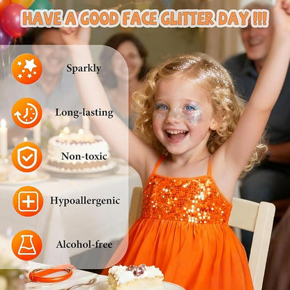 Body Glitter Face Glitter, Hair Glitter for Kids, 12 Shapes Fine Chunky Glitter Gel for Women Girls Makeup Sparkles Party Mermaid Sequins Rave Accessories Festival (White-Gold-Pink-Silver-Blue-Red)