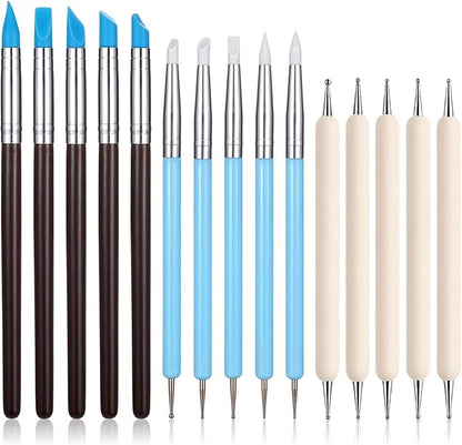 15 Pcs Clay Sculpting Tools Set Ceramic Ball Stylus Polymer Clay Tools Air Dry Clays Silicone Sculpting Tool for Carving, Dotting, Embossing, Shaping, Molding Nail Art