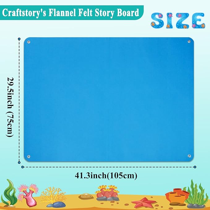 Craftstory 3.5 Feet Flannel-Board for Toddlers Preschool as Kids Felt Stories Activities Play Kits Wall-Hanging Birthday Gifts (Blue)