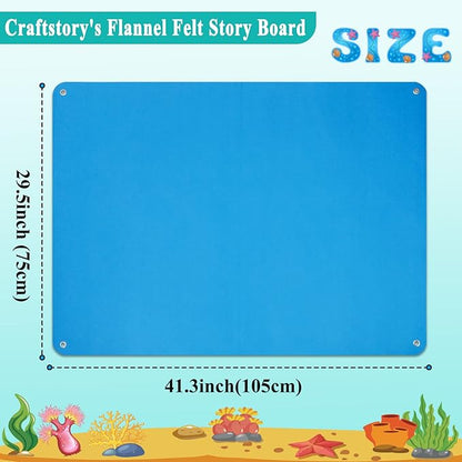 Craftstory 3.5 Feet Flannel-Board for Toddlers Preschool as Kids Felt Stories Activities Play Kits Wall-Hanging Birthday Gifts (Blue)