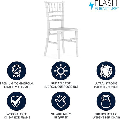 Flash Furniture Hercules Series Children's Resin Event Chair, Commercial/Residential All Occasion Chair, 330 lb. Static Weight Capacity, White