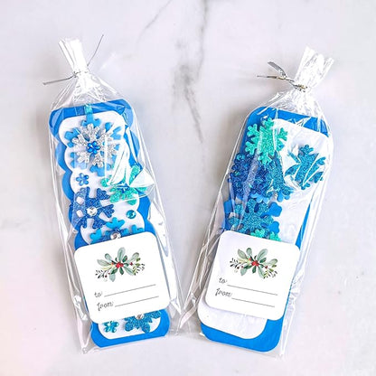 Winlyn 24 Sets Christmas Craft Kits Winter Crafts DIY 3D Christmas Snowflake Bookmarks Art Sets Snowflake Foam Stickers Arts and Crafts for Kids Party Favor Holiday Seasonal Home Classroom Activities