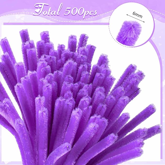 Peryiter 500 Pieces Pipe Cleaners Chenille Stems 12 Inch Craft Supplies Bulk for DIY Art and Craft Projects Creative Gift Wrapping Party Decorations(Pink,12 Inch)