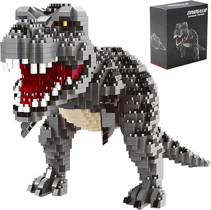 Dinosaur Tyrannosaurus Rex Model Decor Micro Mini Blocks Velociraptor Building Blocks Toy Birthday for Age 6+ Children Adults Teens 1530 Pieces