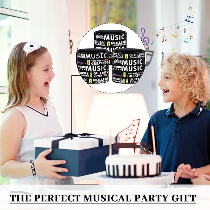 Deekin 150 Pcs Piano Notes Silicone Bracelets Music Inspirational Bracelets Piano Notes Theme Party Supplies Music Party Favors Music Gifts Piano Recital Gifts for Music Lover Musicians, 3 Styles