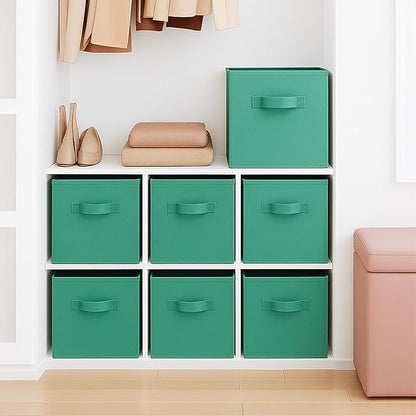 ShellKingdom Storage Bins, Foldable Fabric Storage Cubes And Cloth Storage Organizer Drawer For Closet And Toys, 2 Pack (Forest Green)