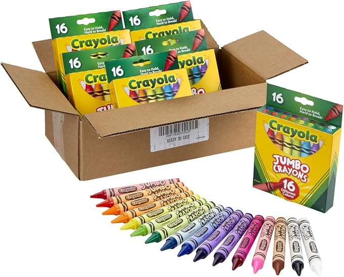 Crayola Jumbo Crayons Bulk, 6 Sets of 16 Large Crayons for Toddlers & Kids, School Supplies, Gifts [Amazon Exclusive]
