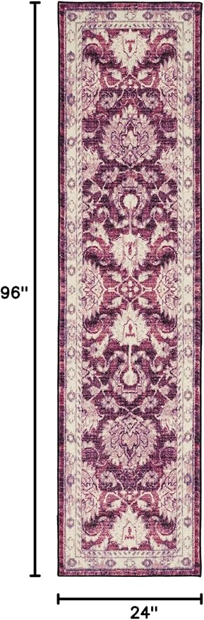 Mohawk Home Floral Worcester Purple Runner Rug, (2' x 8')