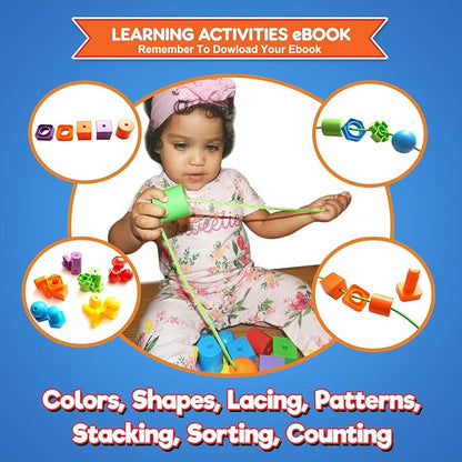 Jumbo Lacing Beads for Toddlers and Nuts & Bolts | 2-in-1 Montessori Educational Preschool Toys - Matching Fine Motor Skills Toddler Games with Toy Storage & Learning Activities eBook
