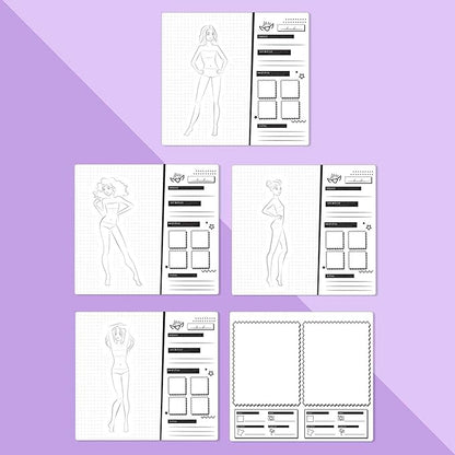 Fashion Angels Fashion Runway Design Portfolio Book, Includes 35 Sketch Sheets with 4 Stencil Pages & 150+ Stickers, Ideal for Kids Ages 8 & Up