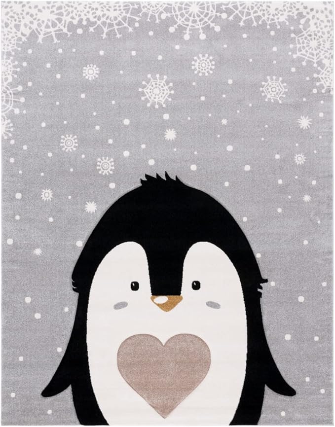 SAFAVIEH Carousel Kids Collection Area Rug - 8' x 10', Light Grey & Black, Non-Shedding & Easy Care, Ideal for High Traffic Areas for Boys & Girls in Playroom, Nursery, Bedroom (CRK132F)