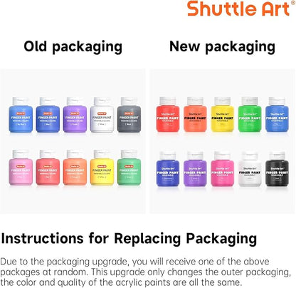Kids Washable Finger Paints Set, Shuttle Art 33 Pack Non Toxic Kids Painting Set with 10 Colours (60ml) Finger Paints, Paint Pad, Sponge Paint Brushes, Eco Natural for Children and Toddler