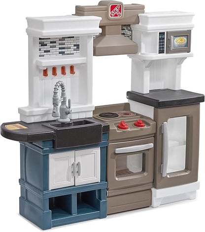Step2 Modern Metro Kids Kitchen Playset, Indoor/Outdoor Kitchenette, Interactive Play with Lights and Sounds, Made of Durable Plastic, Includes 33 Piece Toy Accessories, For Toddlers 2+ Years Old