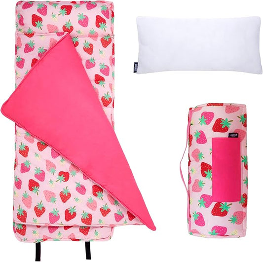 Wildkin Original Nap Mat with Reusable Pillow for Boys & Girls, Perfect for Elementary Daycare Sleepovers, Features Hook & Loop Fastener, Cotton Blend Materials Nap Mat for Kids