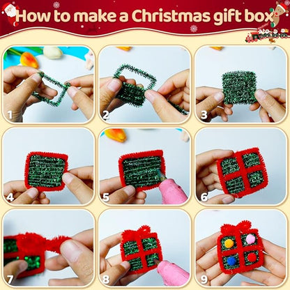 Praisebank Glitter Pipe Cleaners - 200pcs, 12 Inch Long, Red Glitter, Christmas