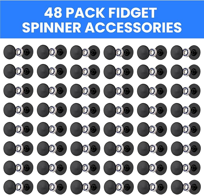 NiArt Fidget Spinner Toy DIY Bearing with Caps Set 48-Pack, MR137 0.5" Single-Sealed Chrome Steel Bearing Balls Replacement High Speed 13mmx7mmx4mm Epoxy Resin Casting Craft Skateboard Stress Reliever