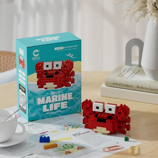 Marine Animals Building Blocks Sets Mini Building Blocks Ocean Animal Sea Creatures Building Blocks Set Mini Building Blocks Toys STEM Gifts for Kids Adult(Crab)