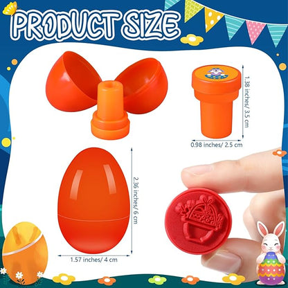 48 Pcs Easter Gifts for Kids Easter Basket Stuffers Easter Eggs Filled Assorted Easter Stamps Plastic Easter Stamp Kit for Kids Self Inking Stamps Gift Basket Filler Easter Hunt Prizes